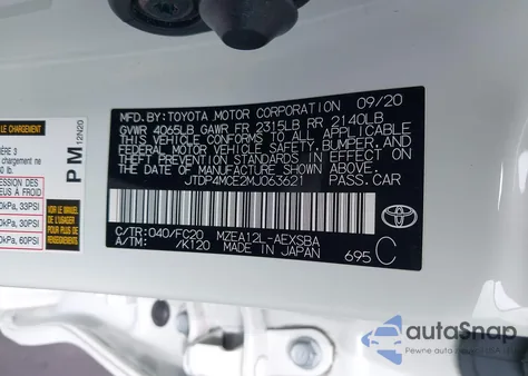 2021 Toyota Corolla Se from USA, damaged, VIN JTDP4MCE2MJ063621